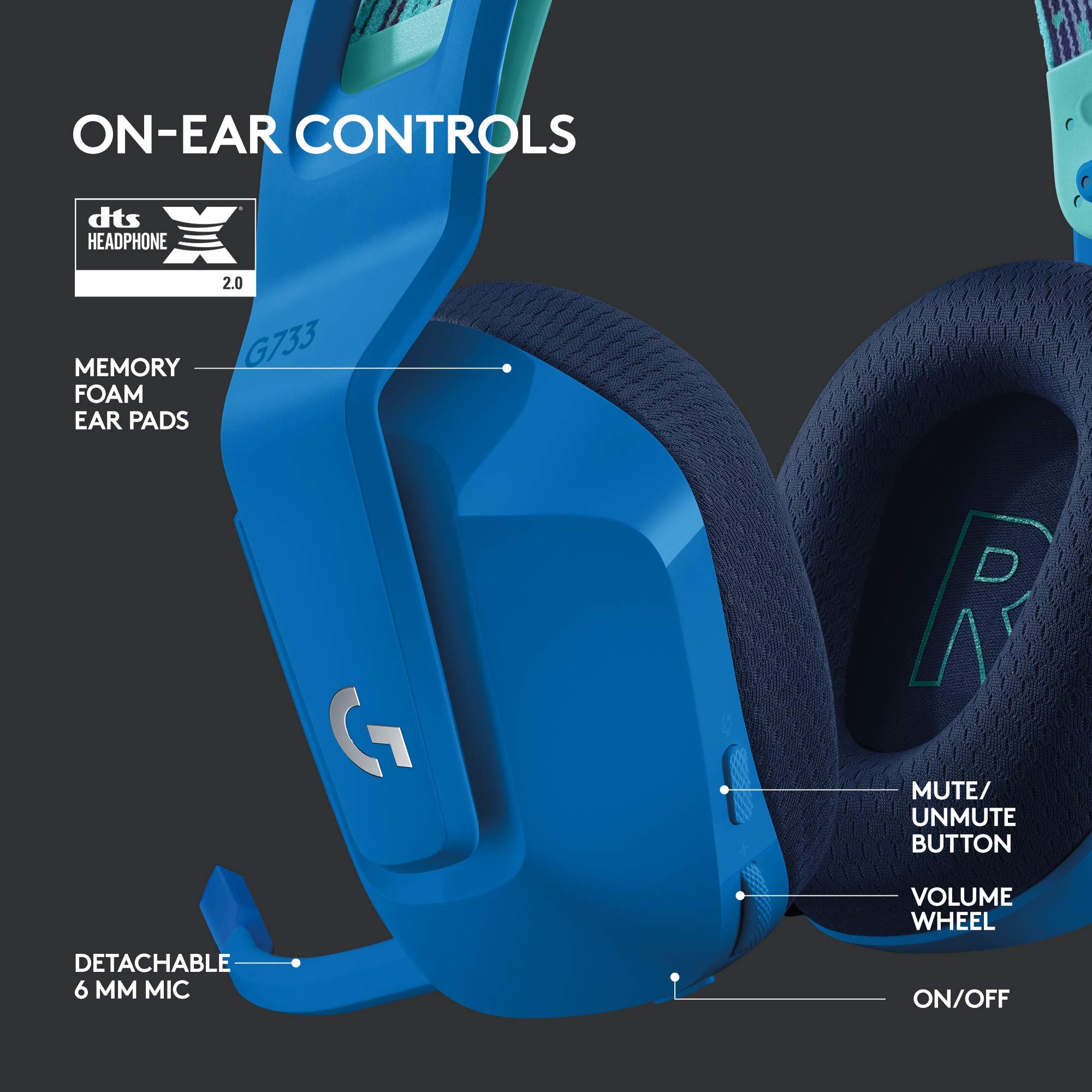 Logitech G733 Lightspeed Wireless Gaming Headset, Suspension Headband