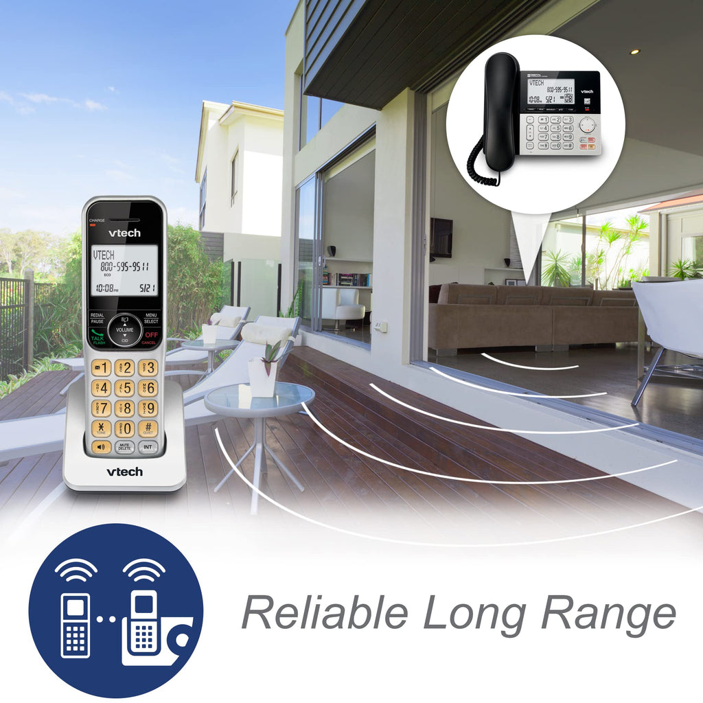 VTech VG208 DECT 6.0 Corded/Cordless Phone for Home with Answering Machine