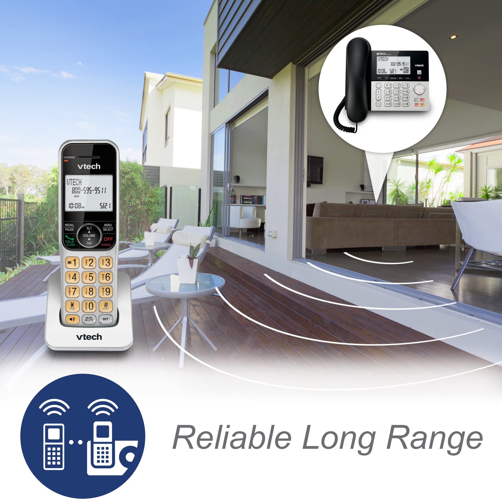 VTech VG208 DECT 6.0 Corded/Cordless Phone for Home with Answering Machine