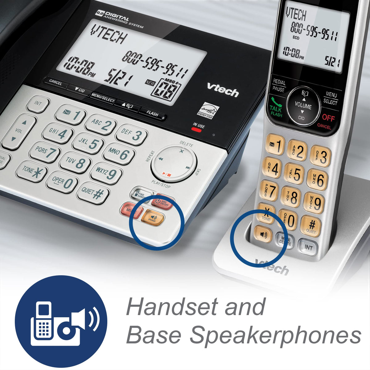 VTech VG208 DECT 6.0 Corded/Cordless Phone for Home with Answering Machine