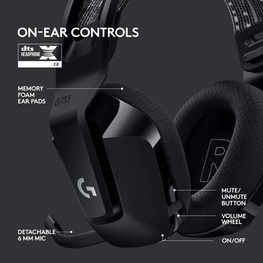 Logitech G733 Lightspeed Wireless Gaming Headset, Suspension Headband