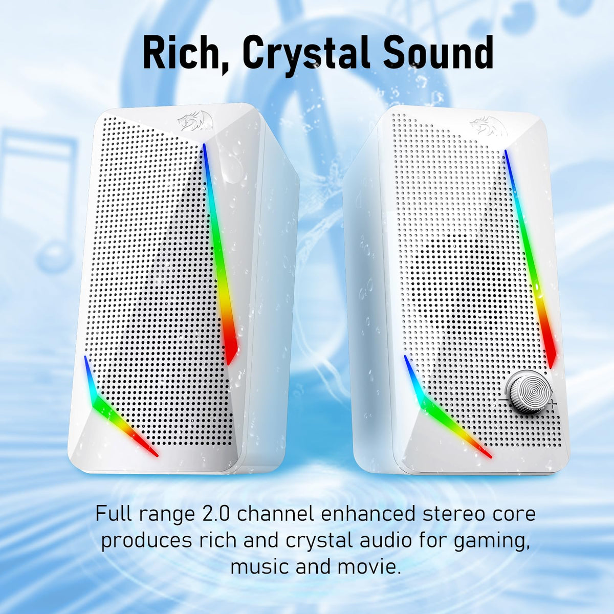 Redragon GS510 RGB Desktop Speakers, 2.0 Channel PC Computer Speaker